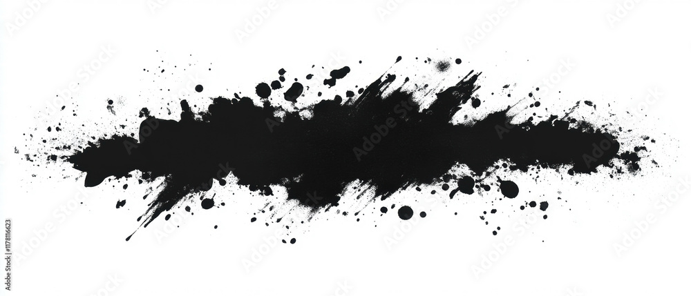 Fototapeta premium Artistic black splatter texture for creative overlay and design projects