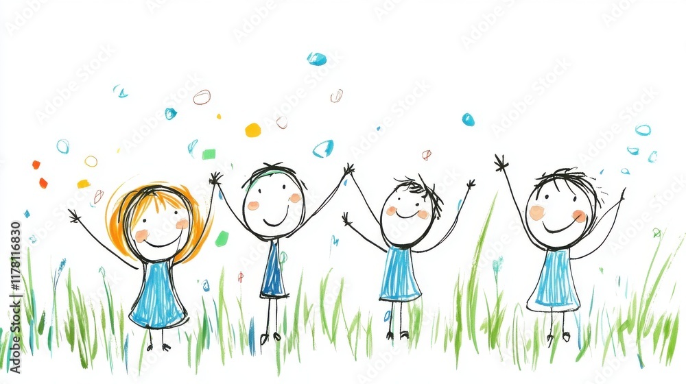 Fototapeta premium Joyful Children Celebrating Together in a Colorful and Playful Summer Scene with Joy and Laughter