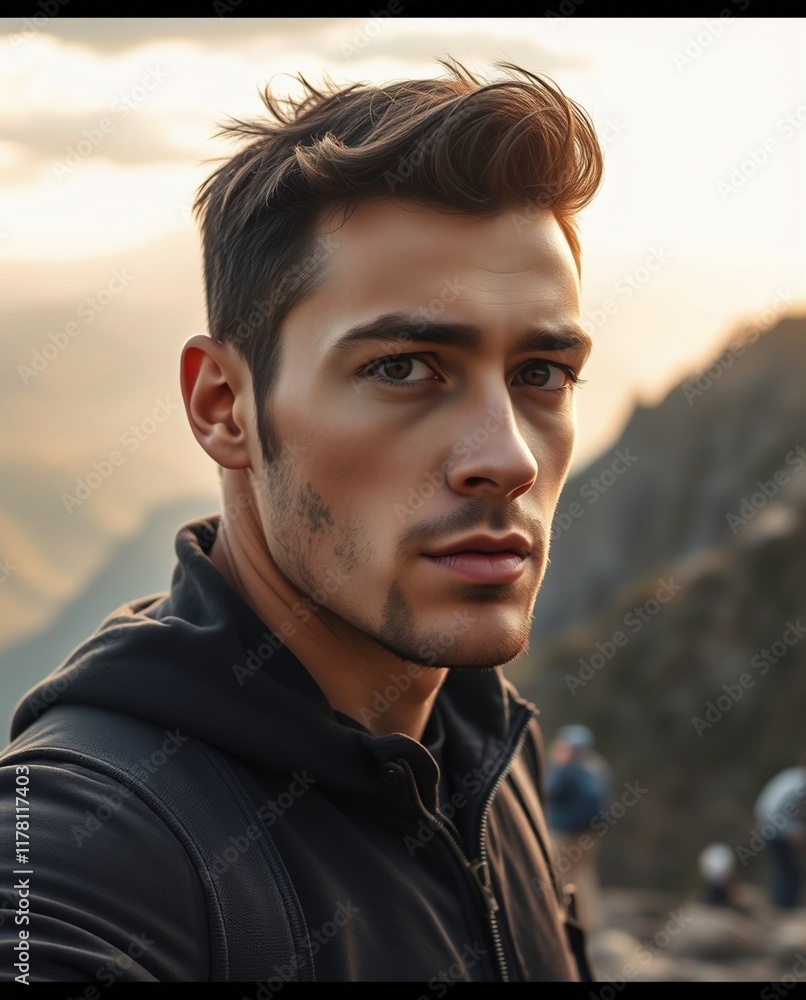 Young Man Taking a Selfie in Nature During Sunset Young Man Taking a Selfie in Nature During Sunset