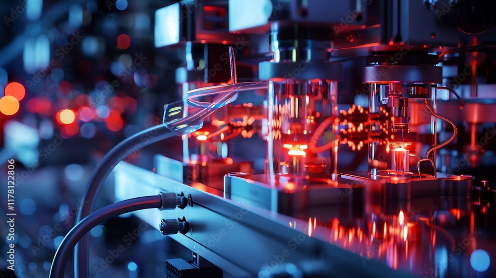 A state-of-the-art quantum computing lab with glowing fiber optic connections A state-of-the-art quantum computing lab with glowing fiber optic connections
