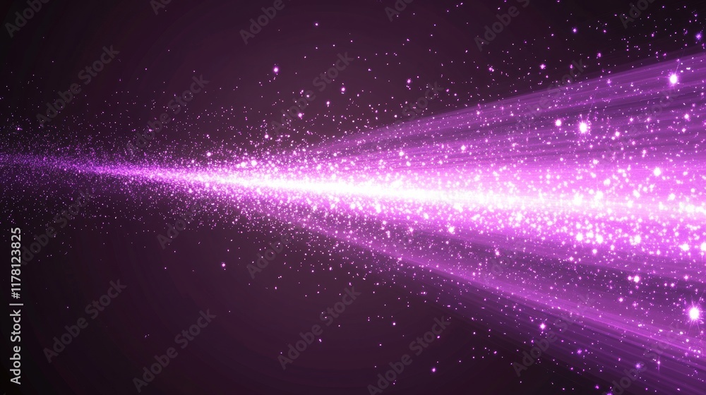 Fototapeta premium Magic light effect, purple air or wave wind flow with twinkle stars. Glow trail, dream power stream motion with sparkles isolated on transparent background, Realistic 3d vector illustration