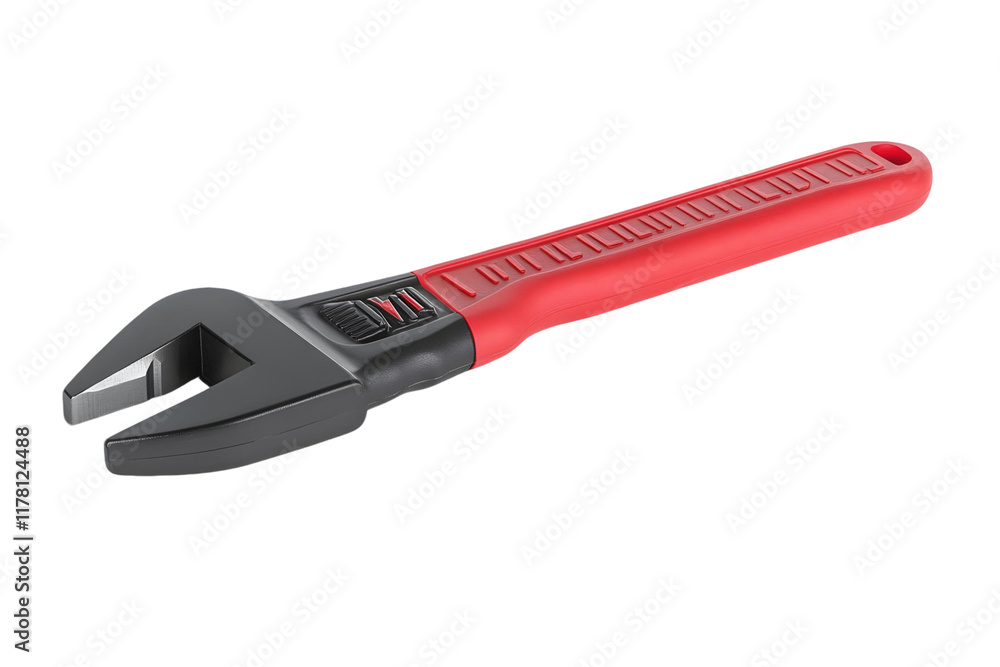 Adjustable Wrench: Tools, Grip, Red Handle, Black Jaw, Transparent Background Adjustable Wrench: Tools, Grip, Red Handle, Black Jaw, Transparent Background