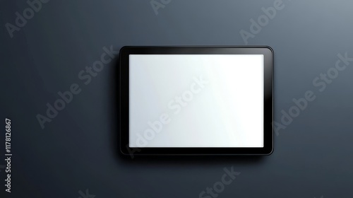 Tablet computer with white screen and black frame. Vector realistic mockup of modern smart gadget with blank digital display front and perspective view isolated on gray background