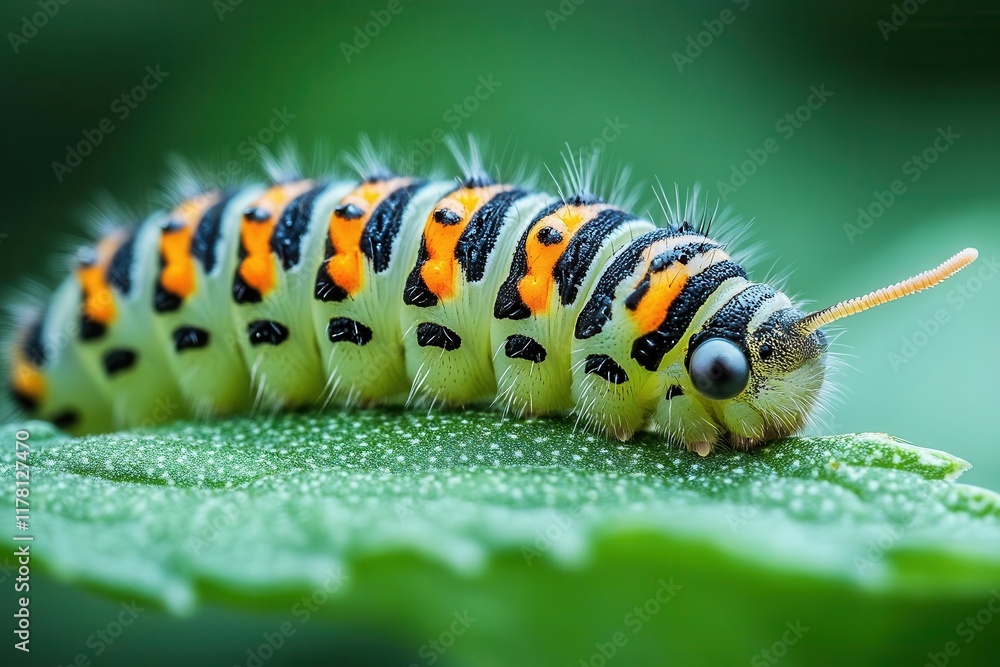 detailed macro photograph of a caterpillar munching on a fresh green leaf highlighting its role in the lifecycle of a butterfly and the beauty of nature detailed macro photograph of a caterpillar munching on a fresh green leaf highlighting its role in the lifecycle of a butterfly and the beauty of nature
