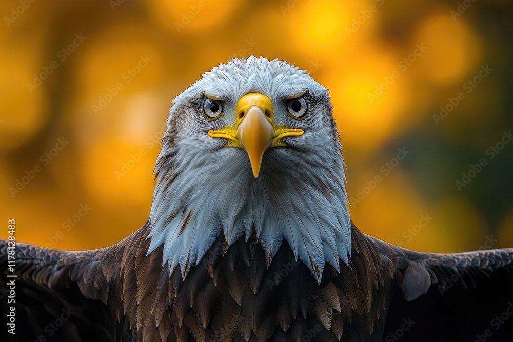 Obraz premium A close-up view of a bald eagle's outstretched wings