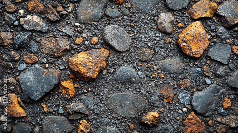 Dark Grey and Orange Stones Ground Texture Dark Grey and Orange Stones Ground Texture