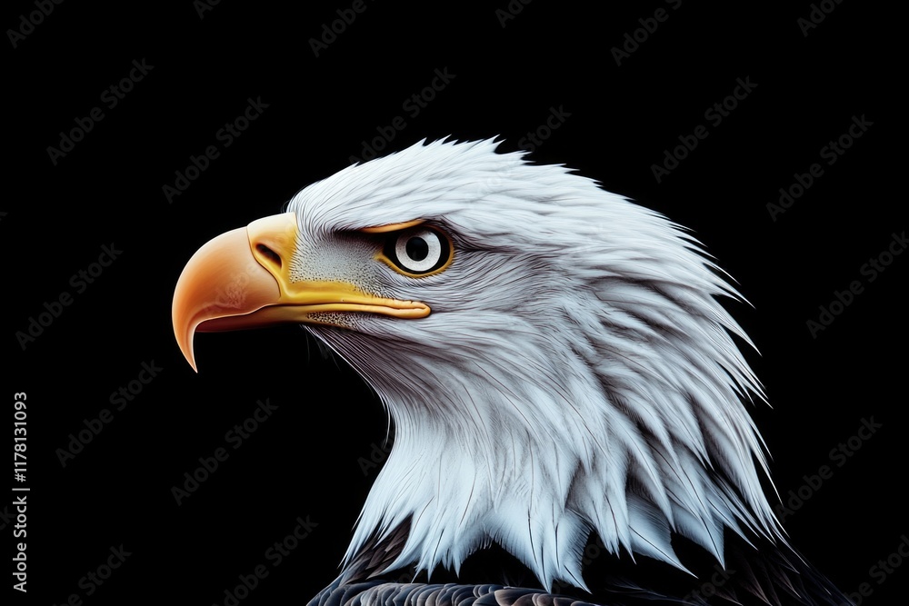 A close-up shot of an eagle's head against a black background A close-up shot of an eagle's head against a black background