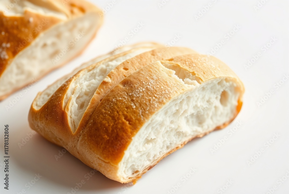 Freshly Baked Artisan Bread Loaf Slice on White Background