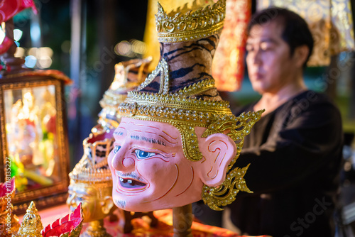 Sacred Mask Artisan at Thai Night Market photo