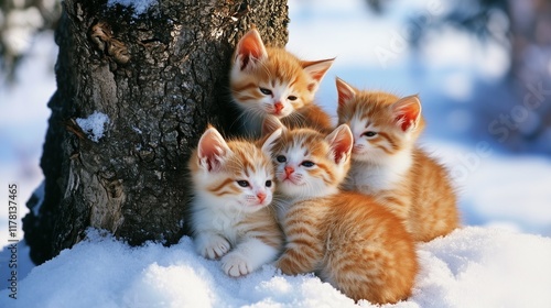 5 little kittens are lost and very cold