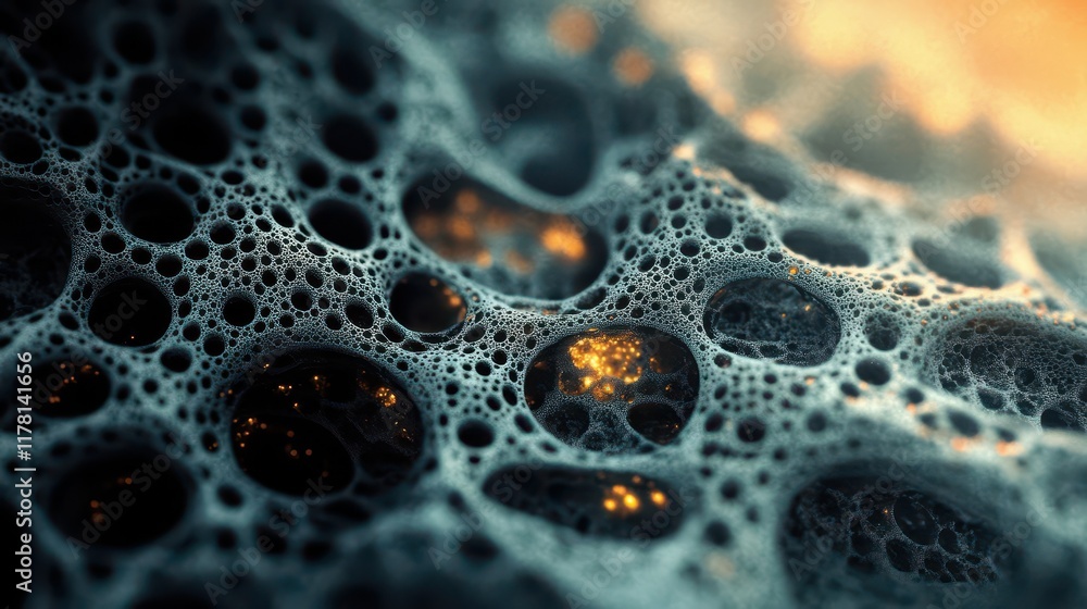 Intricate soap bubbles with glowing highlights and textured surfaces Intricate soap bubbles with glowing highlights and textured surfaces