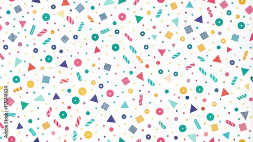 Falling colorful confetti flat design seamless pattern background isolated