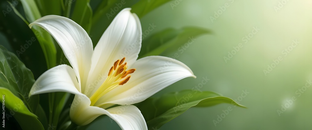 Serene White Lily Blossom: A Peaceful Floral Image Serene White Lily Blossom: A Peaceful Floral Image