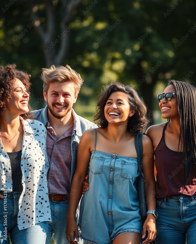 Joyful Group of Friends Enjoying a Summer Day Outdoors Joyful Group of Friends Enjoying a Summer Day Outdoors