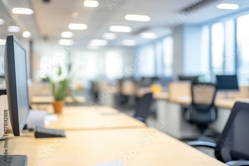 Wallpaper Mural A close-up shot of a computer monitor sitting on top of a wooden desk Torontodigital.ca