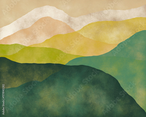 Watercolor Abstract Mountain Illustration 