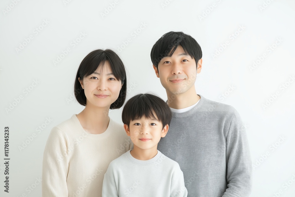 Asian parents and their son are posing together in a studio, creating a heartwarming portrait that captures the essence of family bonds and togetherness Asian parents and their son are posing together in a studio, creating a heartwarming portrait that captures the essence of family bonds and togetherness