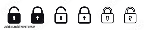 lock icon collection set locked icon symbol unlocked sign , security icon . open and closed padlock icon
