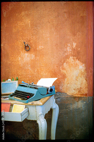 A typewriter in an antique interior photo