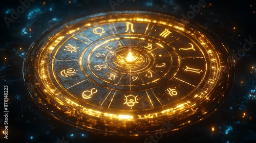 Wallpaper Mural Glowing Circular Zodiac Symbol Illuminated Orb Torontodigital.ca