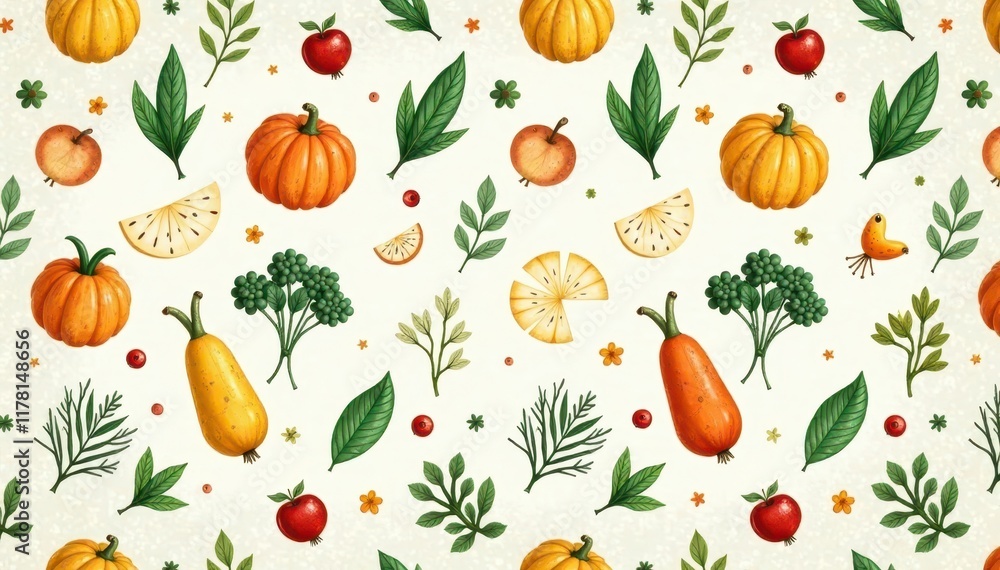 Charming hand-drawn eco-friendly objects repeat pattern, green, design Charming hand-drawn eco-friendly objects repeat pattern, green, design