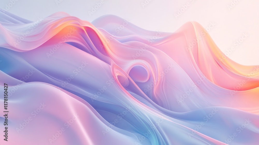 Obraz premium Abstract pastel waves, flowing, smooth, vibrant, colorful, dynamic, elegant design.