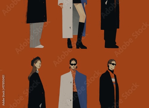 a group of fashionable people illustration photo