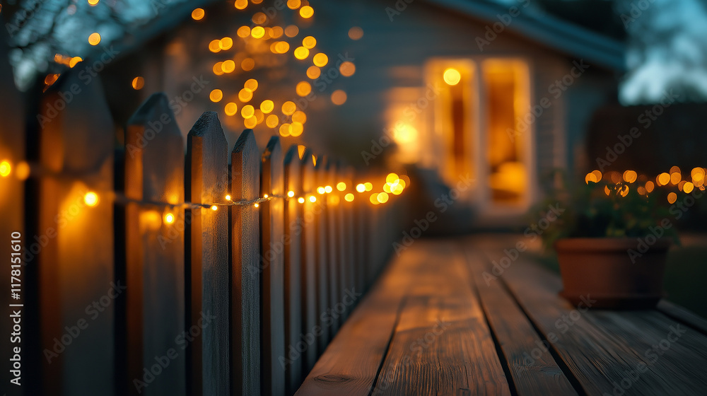 Glowing lights wrapped around a wooden fence in the living room
Glowing lights wrapped around a wooden fence in the living room