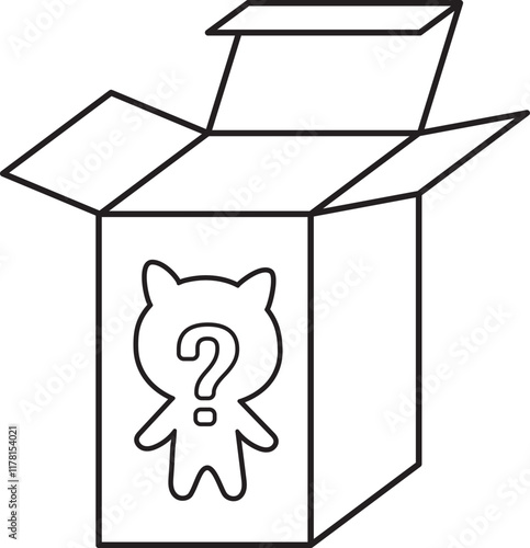 A Blind box mystery box for Toy black and white icon.