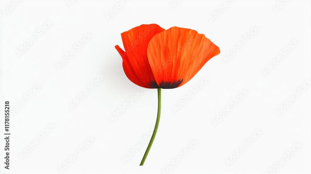 Naklejka premium A vibrant red flower with delicate petals and a slender stem.