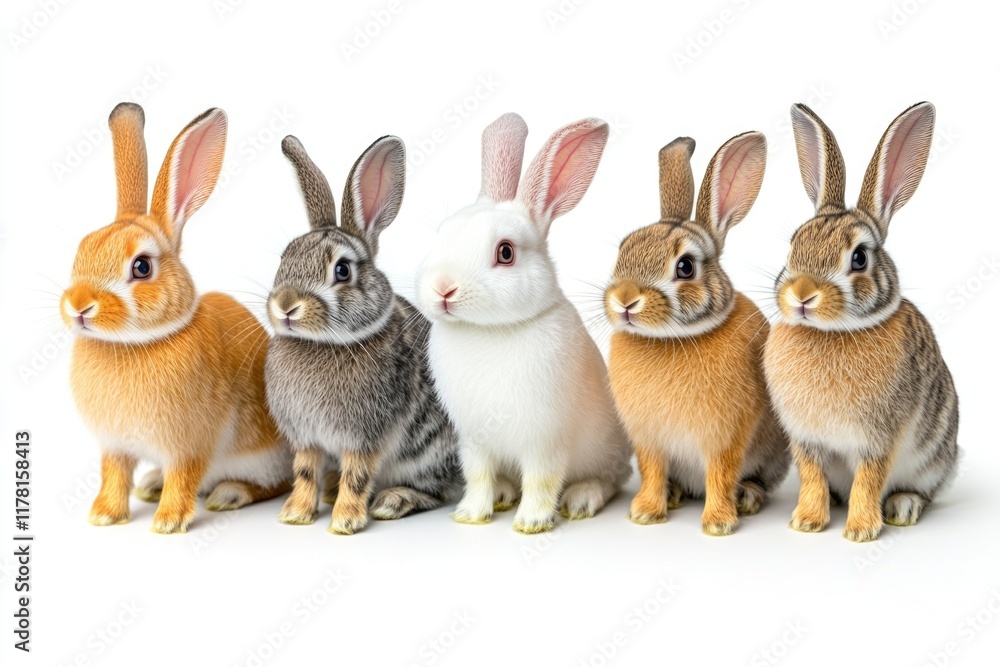 A group of rabbits sitting side by side, illustration of friendship and unity A group of rabbits sitting side by side, illustration of friendship and unity