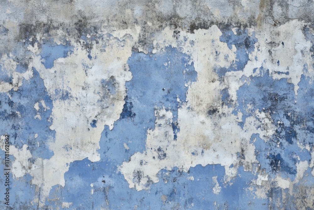 Old exterior wall with peeling paint and blue and white colors, can be used for background or property image Old exterior wall with peeling paint and blue and white colors, can be used for background or property image