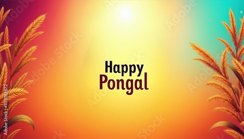 Wallpaper Mural A congratulatory banner in honor of India's harvest festival Pongal (Makar Sankranti). Lettering “Happy Pongal”. A pot of rice. Kalash Torontodigital.ca