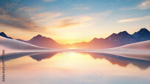 Wallpaper Mural A tranquil sunrise in the mountains, with light breaking over the horizon and reflecting in a calm alpine lake. Torontodigital.ca