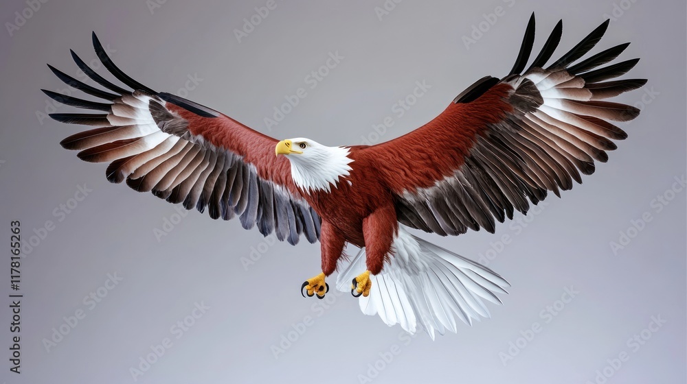 Fototapeta premium A majestic eagle soaring with outstretched wings.