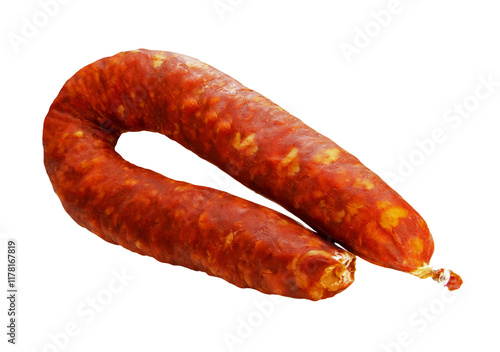 Świeża kiełbasa chorizo, mięso na białym tle i bez tła photo