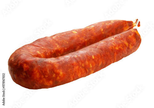 Świeża kiełbasa chorizo, mięso na białym tle i bez tła