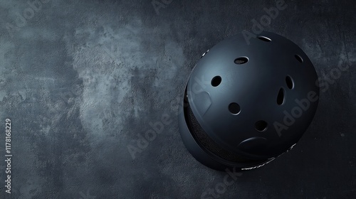 Black safety helmet on dark background. photo