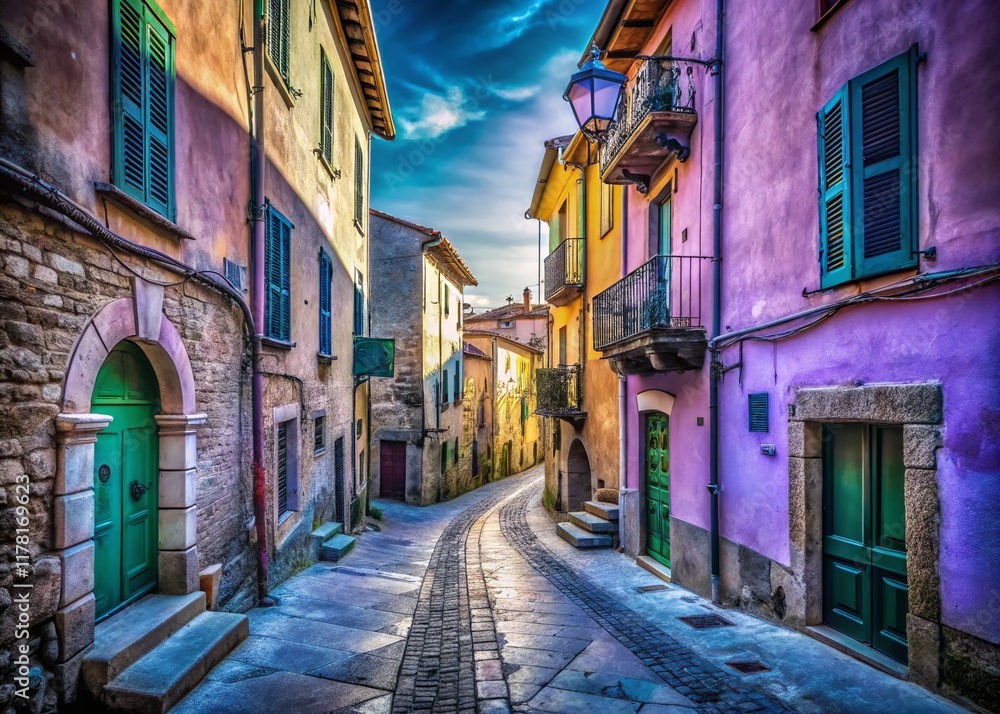 Fototapeta premium Surreal Italian Alleyway: Dreamlike Narrow Street in Sieti, Campania