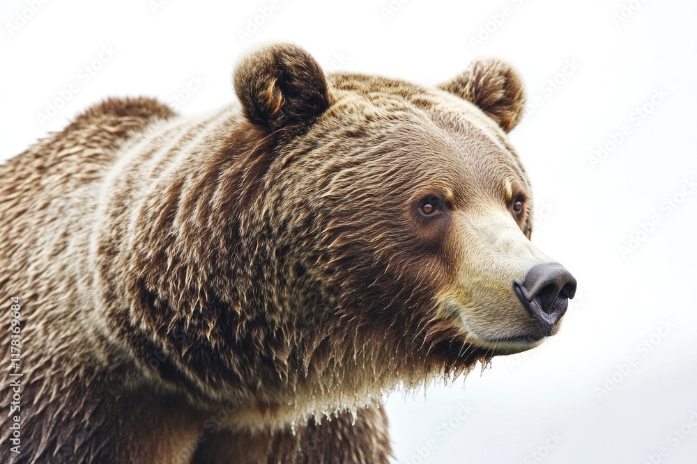 Obraz premium A large brown bear stands atop a lush green field, ready for observation