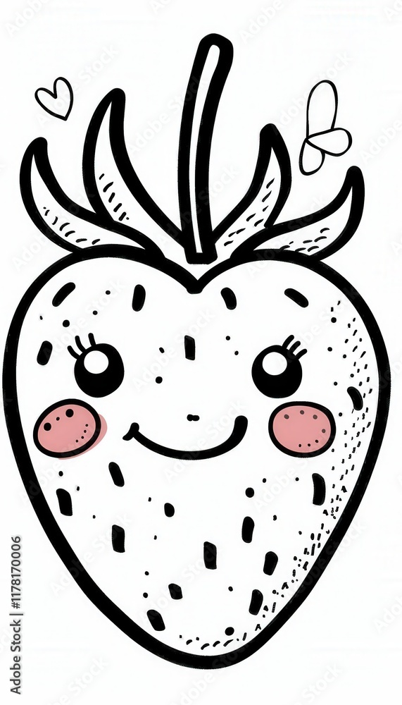 A cute smiling strawberry with rosy cheeks. Perfect for children's books, stickers, or apparel designs. A cute smiling strawberry with rosy cheeks. Perfect for children's books, stickers, or apparel designs.