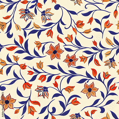 Floral Vine Pattern Seamless Tile