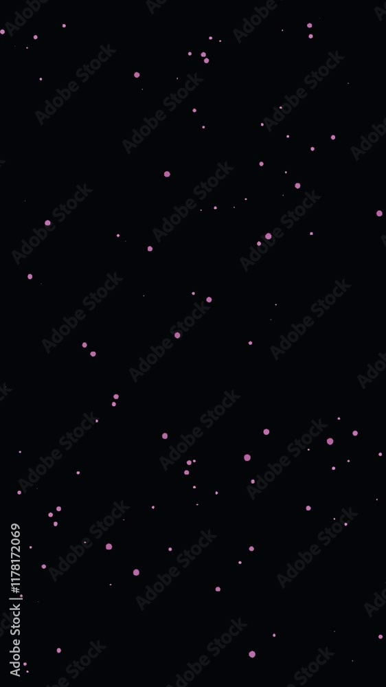 Vertical video with Soft glowing light snow particles scattered on black background Vertical video with Soft glowing light snow particles scattered on black background