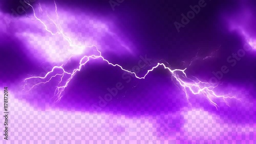 Purple cloud with lightning bolts is shown in the image. 4K Video
