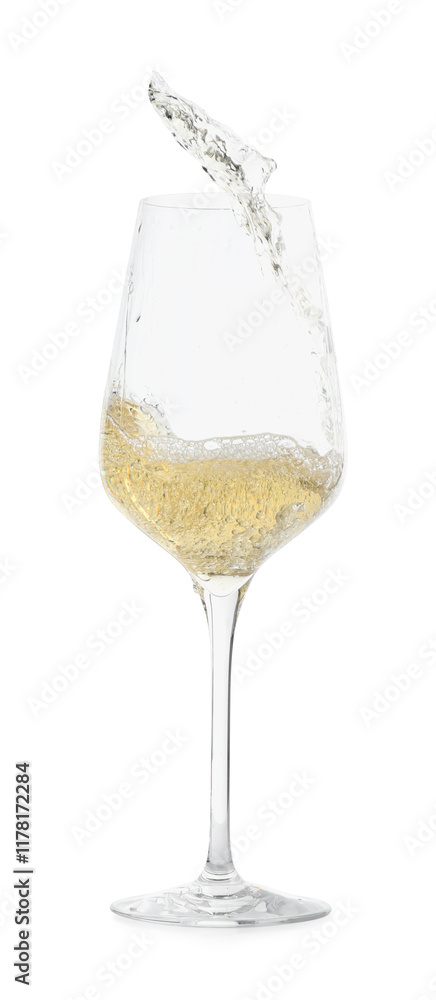 Pouring wine into glass on white background Pouring wine into glass on white background
