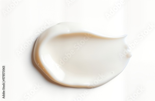 Cosmetic cream smear on blank background. Creamy texture displayed. Smooth, soft product. Suitable for skincare makeup product. Isolated for easy editing. Versatile image for beauty industry photo