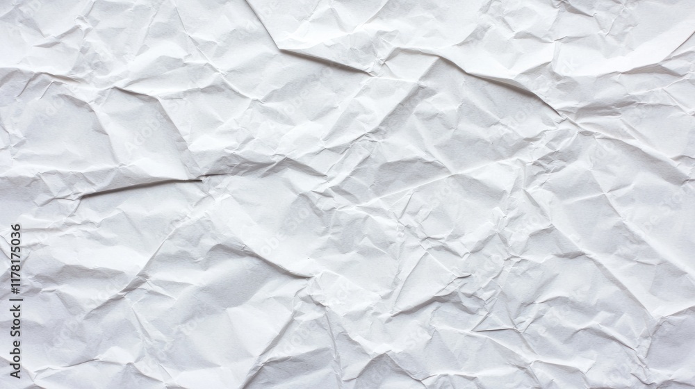 Obraz premium Crumpled white paper texture background for design purposes.