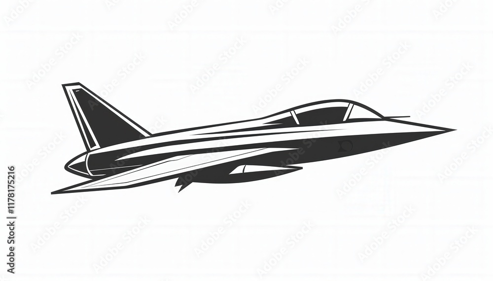 Sleek monochrome jet plane icon perfect for aviation logos travel branding or military emblems. Symbolizes speed and power. Sleek monochrome jet plane icon perfect for aviation logos travel branding or military emblems. Symbolizes speed and power.
