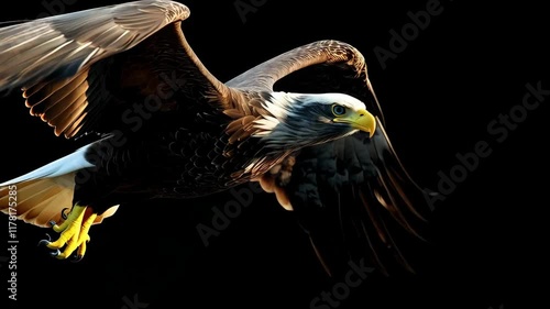 Bald eagle is flying in the sky. 4K Video