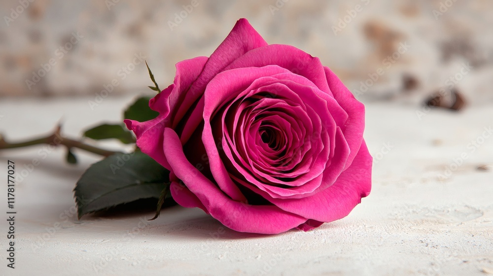 Single Pink Rose on White Surface Single Pink Rose on White Surface